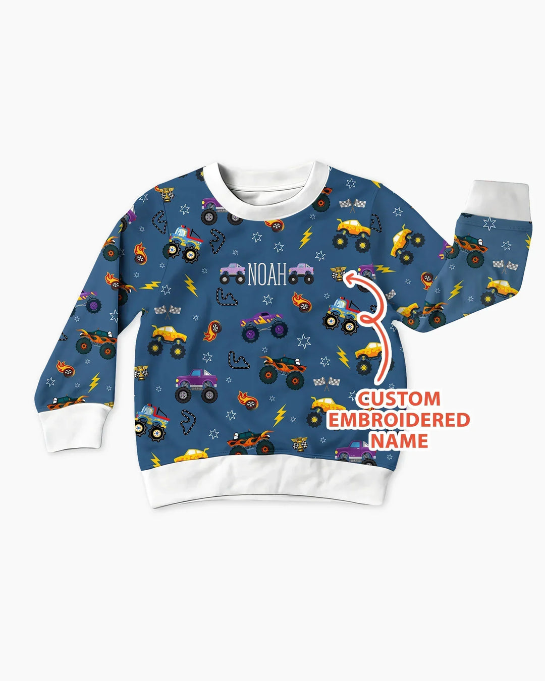 Custom Name Embroidered Crazy Truck Bamboo Crewneck Sweatshirt