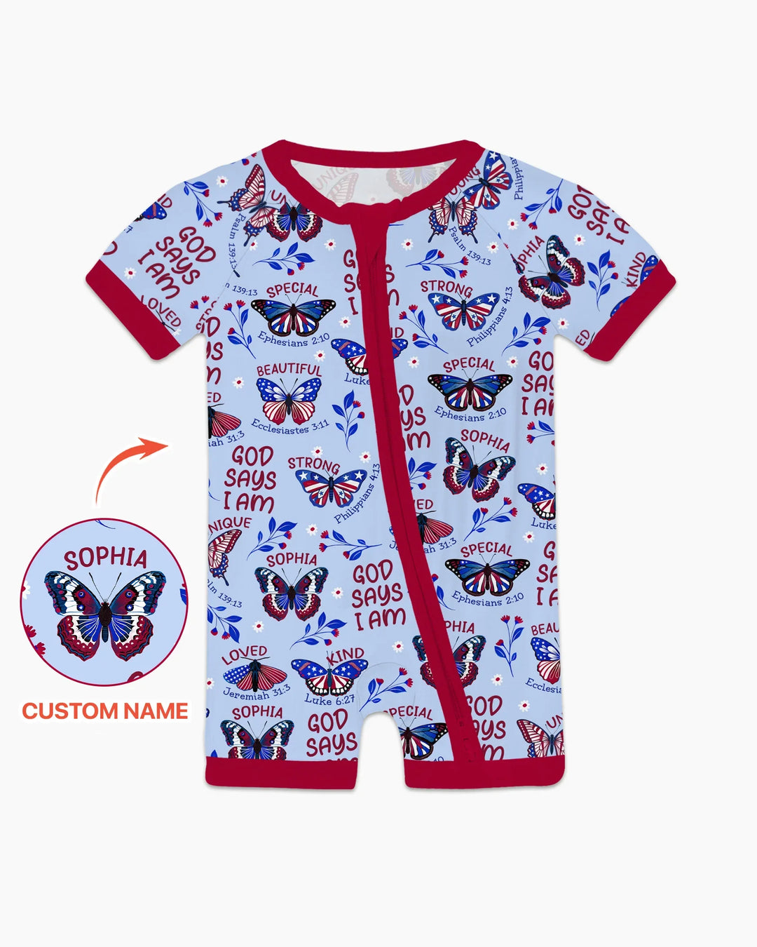 God Says I Am - Liberty Wings Custom Name Bamboo Shorty Zippy