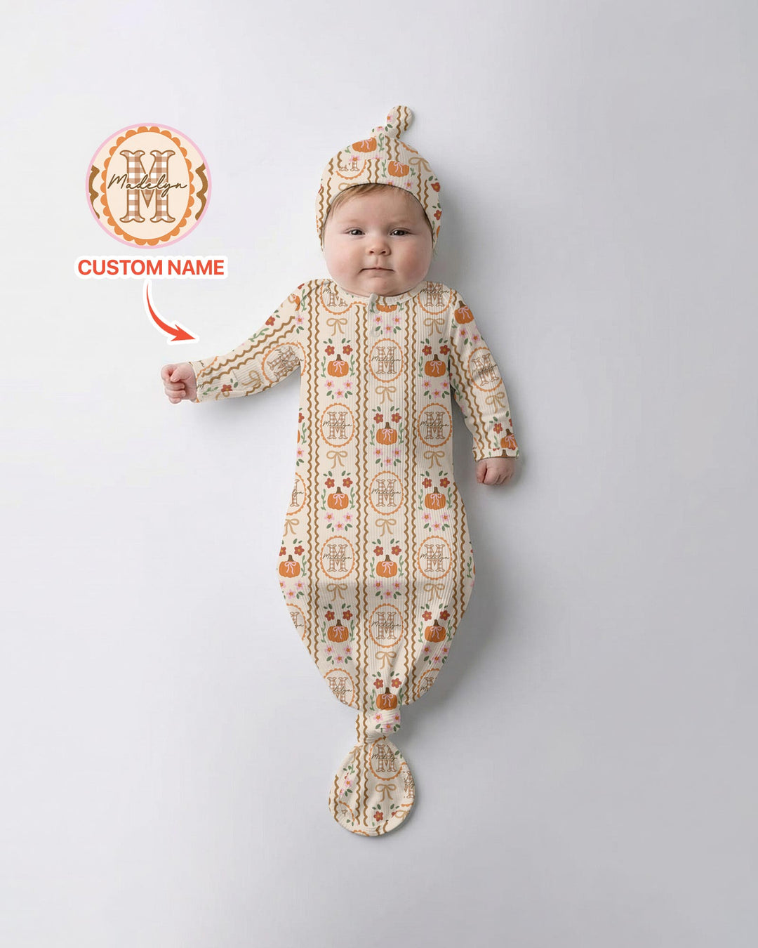 Custom Name Pumpkin Cottage Bamboo Knot Gown