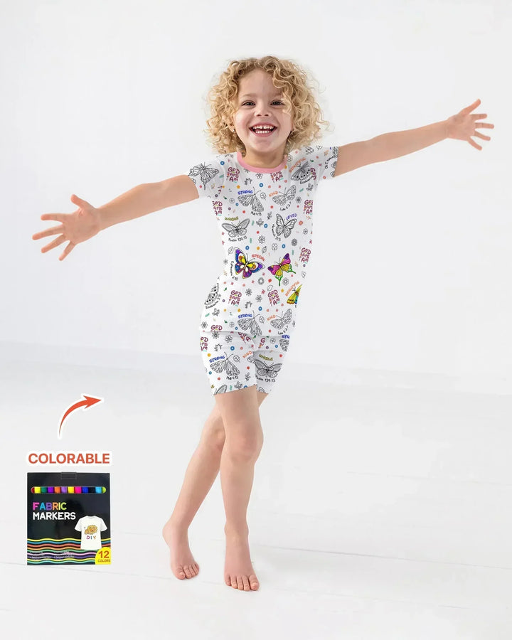 Template Zweiteiliges Pyjama-Set mit kurzen Ärmeln und Shorts