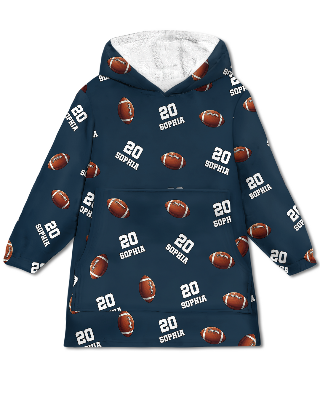 Football Pattern Personalized Blanket Hoodie