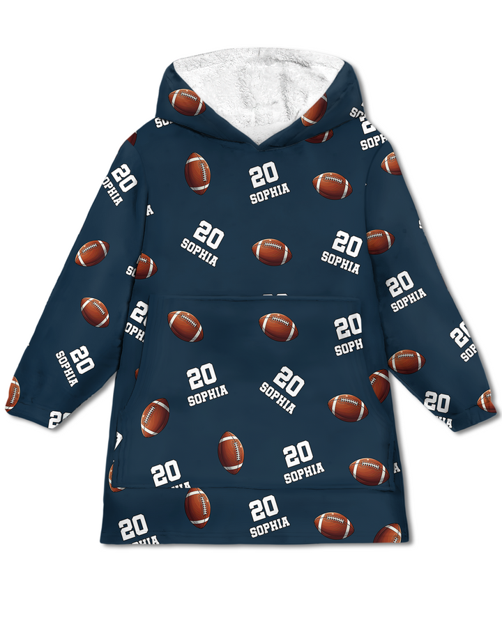 Football Pattern Personalized Blanket Hoodie