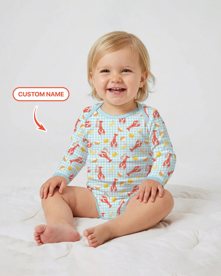 Custom Name Preppy Crawfish Season Bamboo Bodysuit