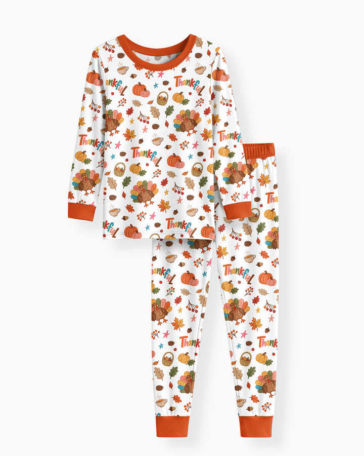 Thankful Turkey Bamboo Two Piece Long Sleeve Pajama Set