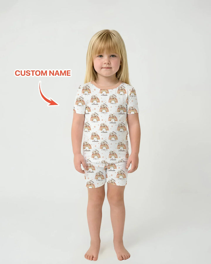 Chosen As His Own Custom Name Bamboo Two Piece Short Sleeve Shorts Pajama Set