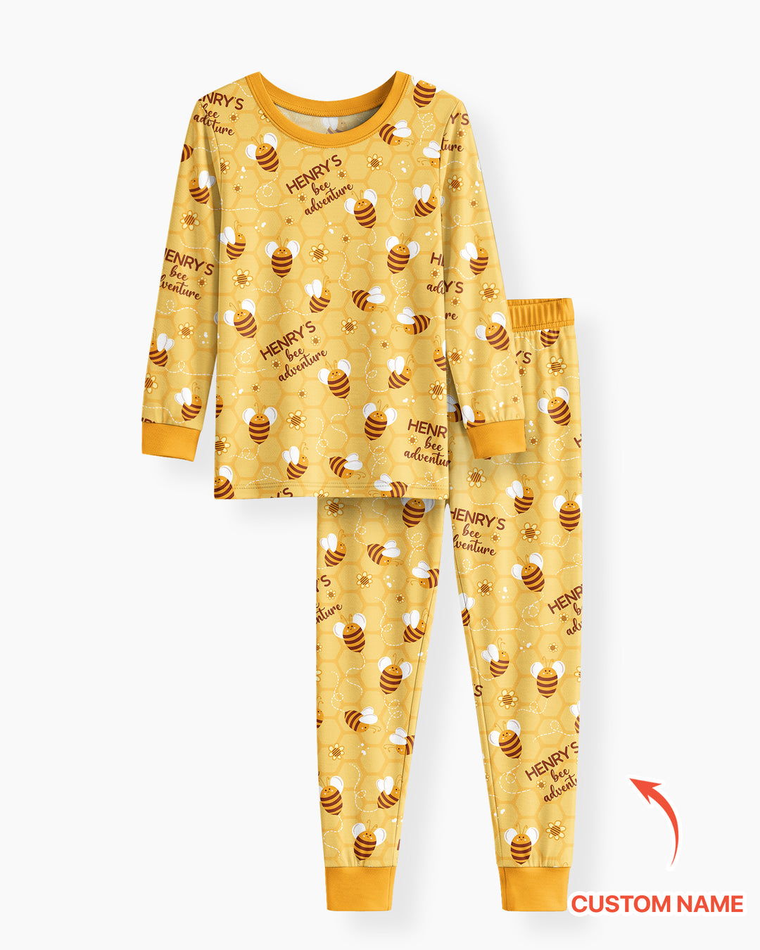 Custom Name Bee Back To School Bamboo Two Piece Long Sleeve Pajama Set