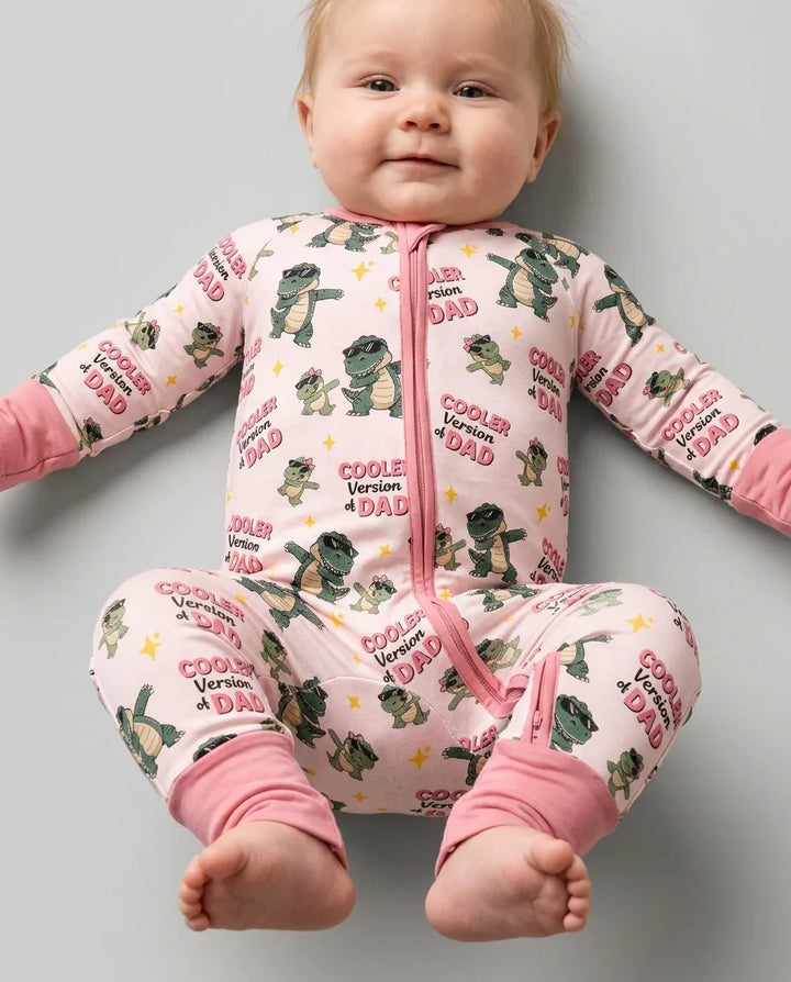 Divertido pijama de bambú convertible con cremallera de dinosaurio para papá e hijo a juego