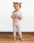 Pastel Pumpkins and Ghosts Bamboo Two Piece Short Sleeve Pajama Set