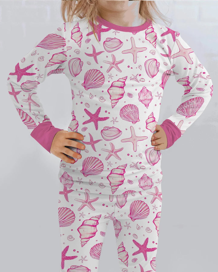 Conjunto de pijama de dos piezas de bambú de manga larga para toda la familia "Coastal Charm"