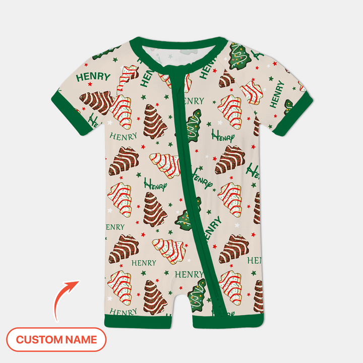 Christmas Tree Cake Custom Name Shorty Zippy