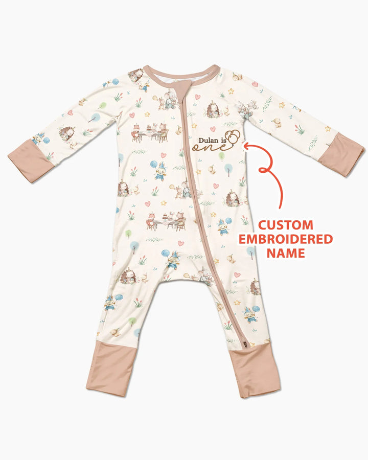 Custom Embroidered Name Birthday Baby Bamboo Convertible Zippy