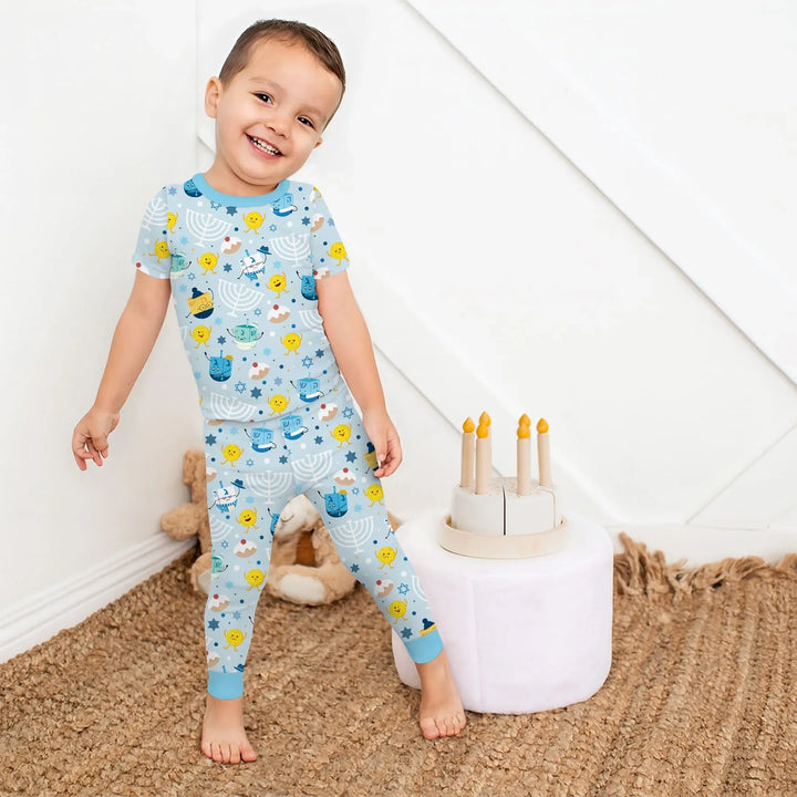 Hanukkah Little Dreidel Family Two Piece Short Sleeve Pajama Set