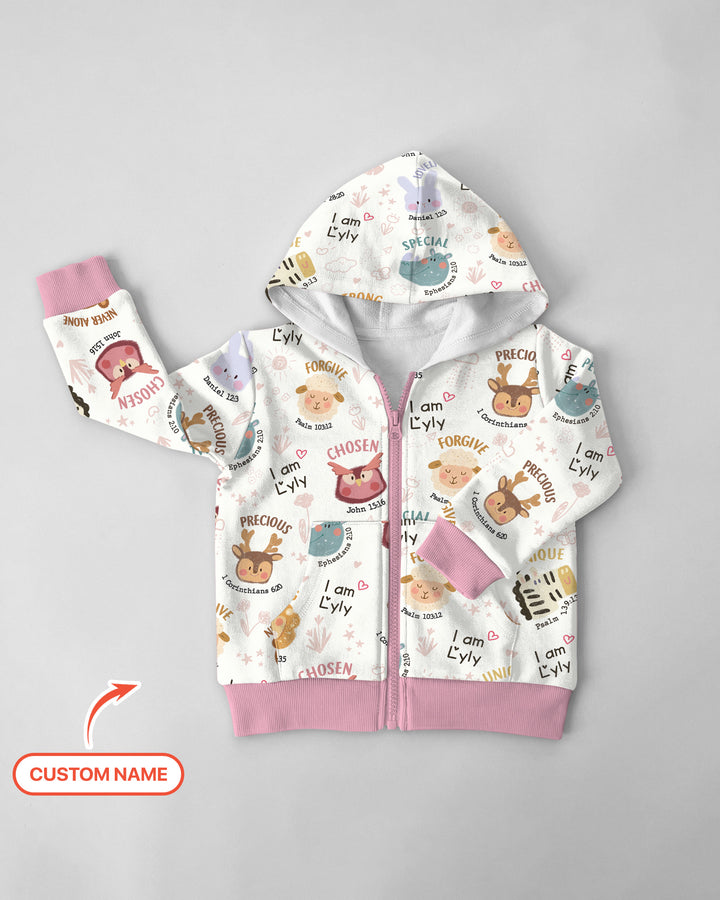 God’s Little Zoo Custom Name  Zip Hoodie