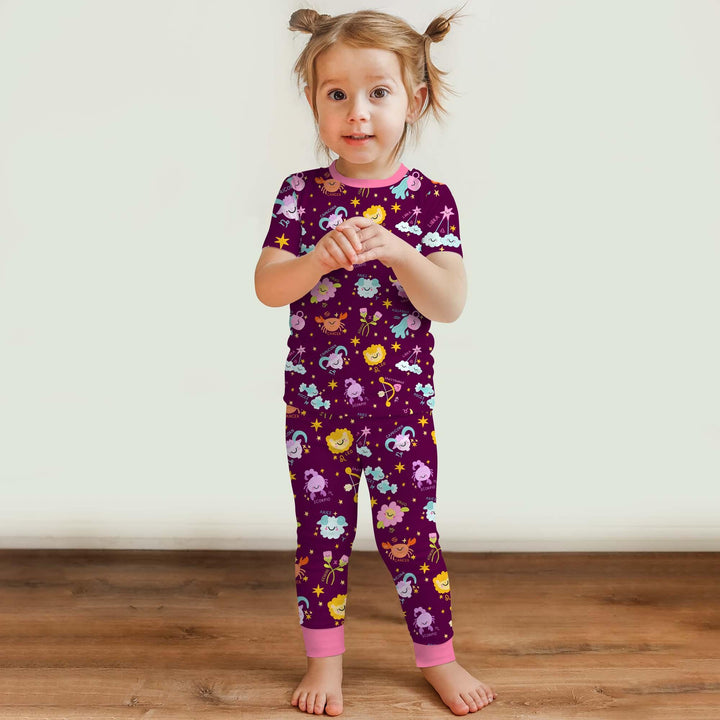 Zodiac Signs Two Piece Short Sleeve Pajama Set