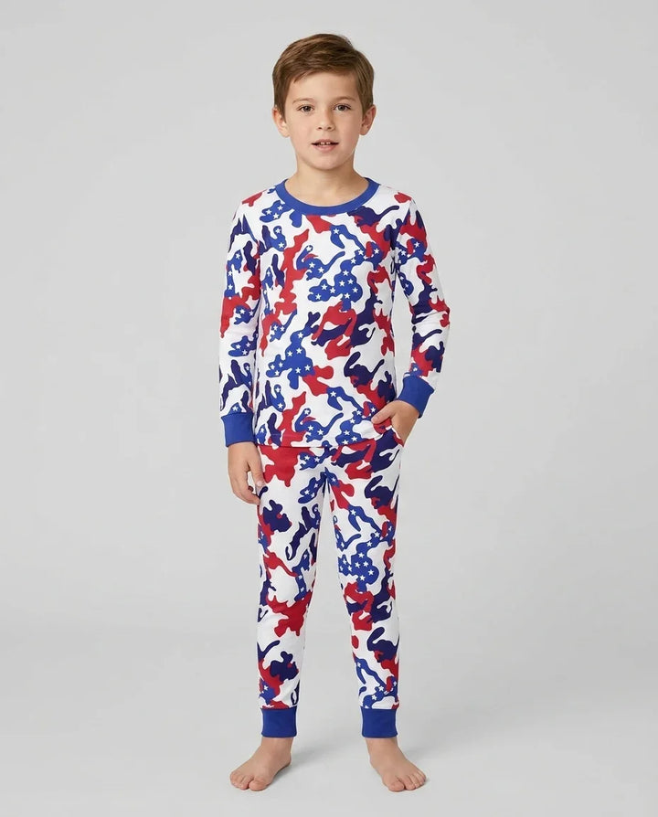 Patriot Camo Daddy & Me Matching Bamboo Two Piece Long Sleeve Pajama Set