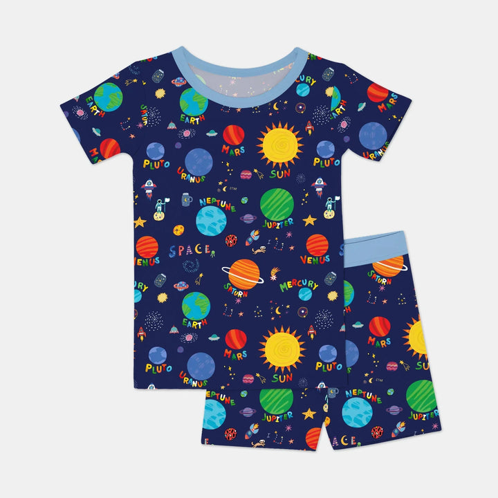 Solar Space Adventure Two Piece Short Sleeve Shorts Pajama Set