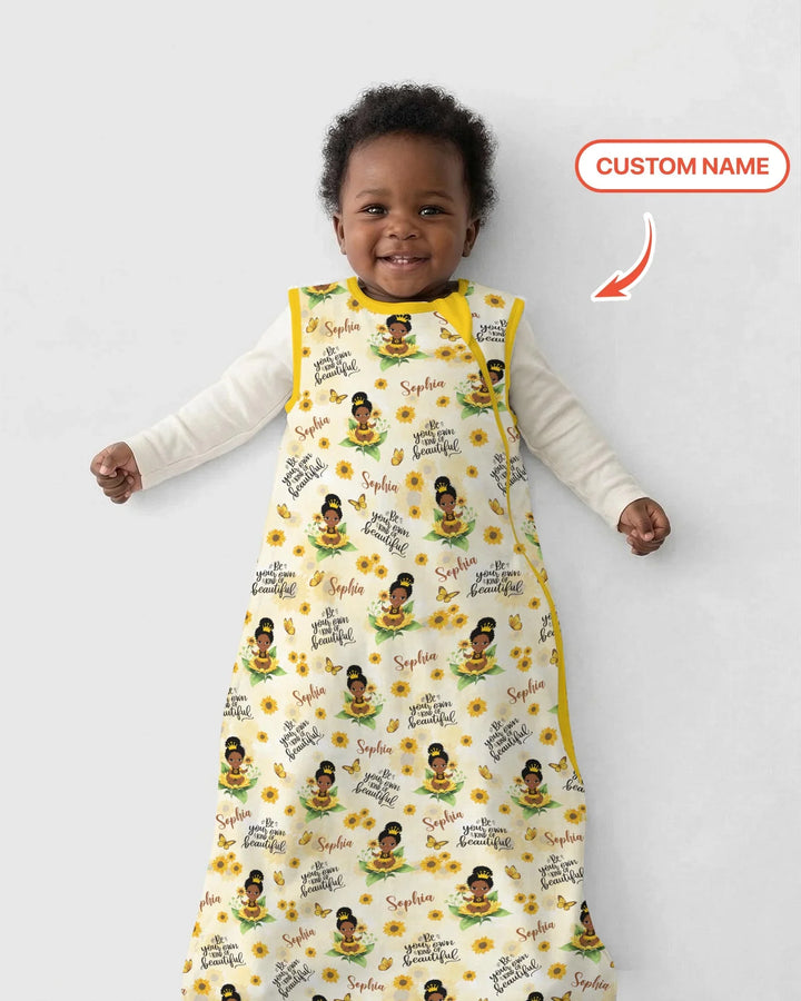 Custom Name Sunflower Queen Bamboo Sleep Bag