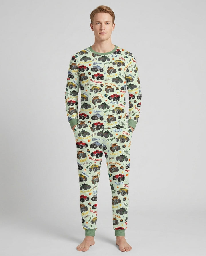 Personalized Monster Truck Bamboo Men's Pajama Set