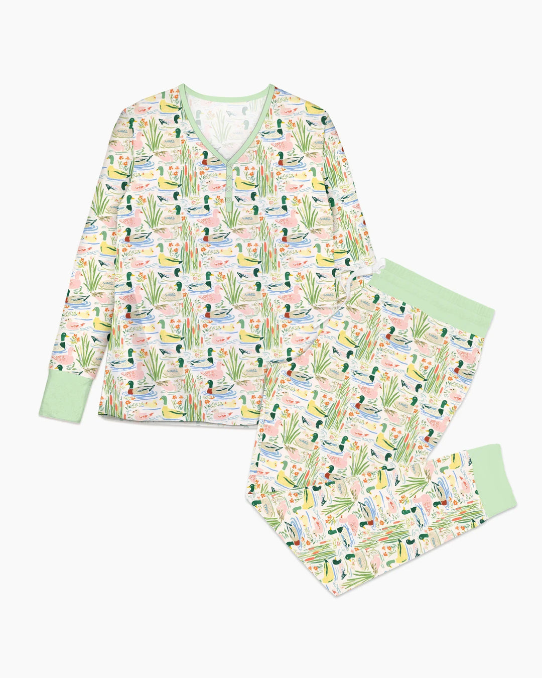 Whimsical Mallard Duck Custom Bamboo Women Pajama Set