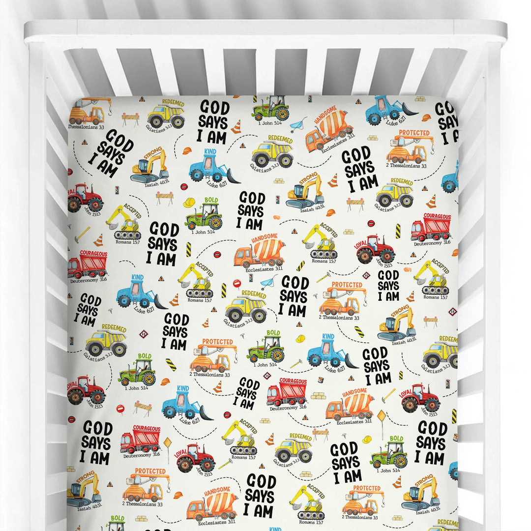 God Says I Am Fitted Crib Sheet