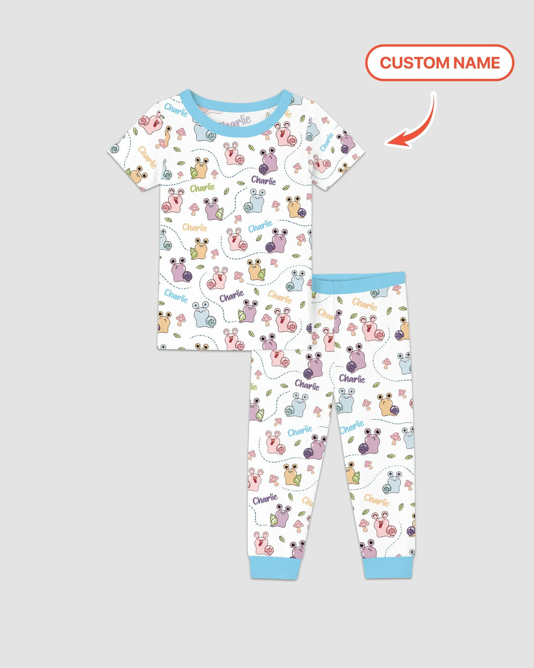 Custom Name Snailed it! Bamboo Two Piece Short Sleeve Pajama Set