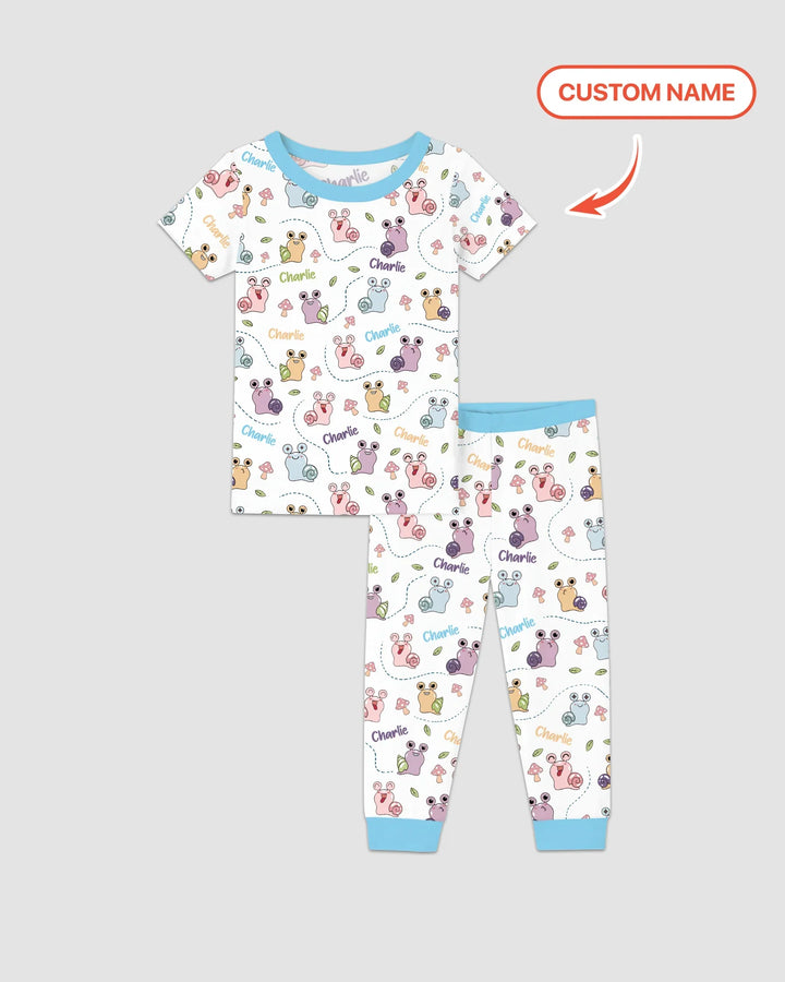 Custom Name Snailed it! Bamboo Two Piece Short Sleeve Pajama Set