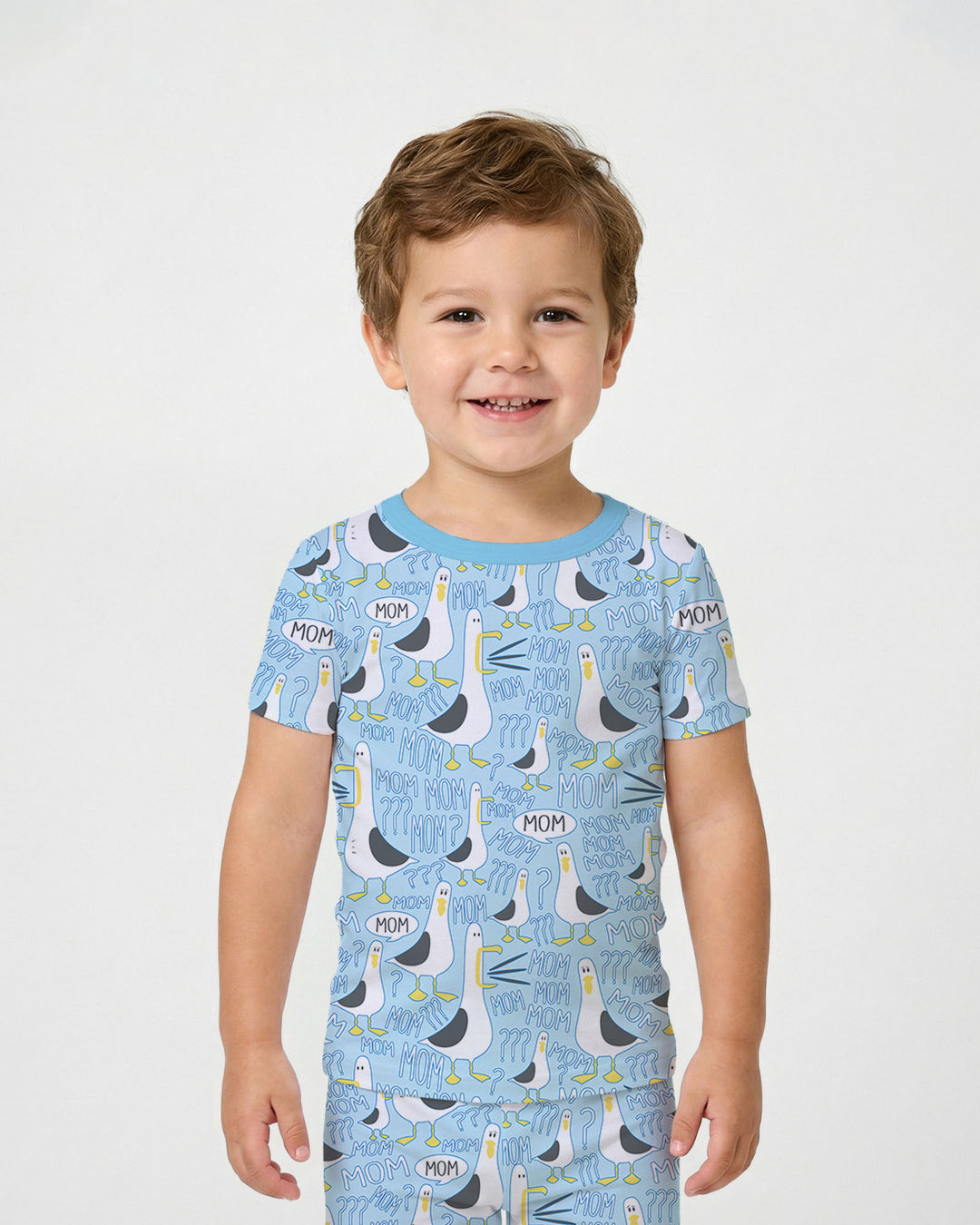 Funny Seagull MOM Two Piece Short Sleeve Pajama Set