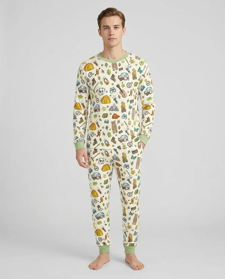 Pijama de Bambú para Hombre Love Camping a Juego Familiar
