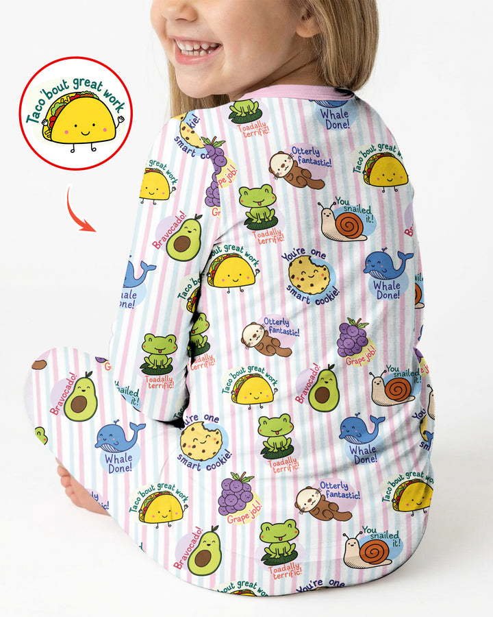 Cute Animal and Food Pun Bamboo Two Piece Long Sleeve Pajama Set