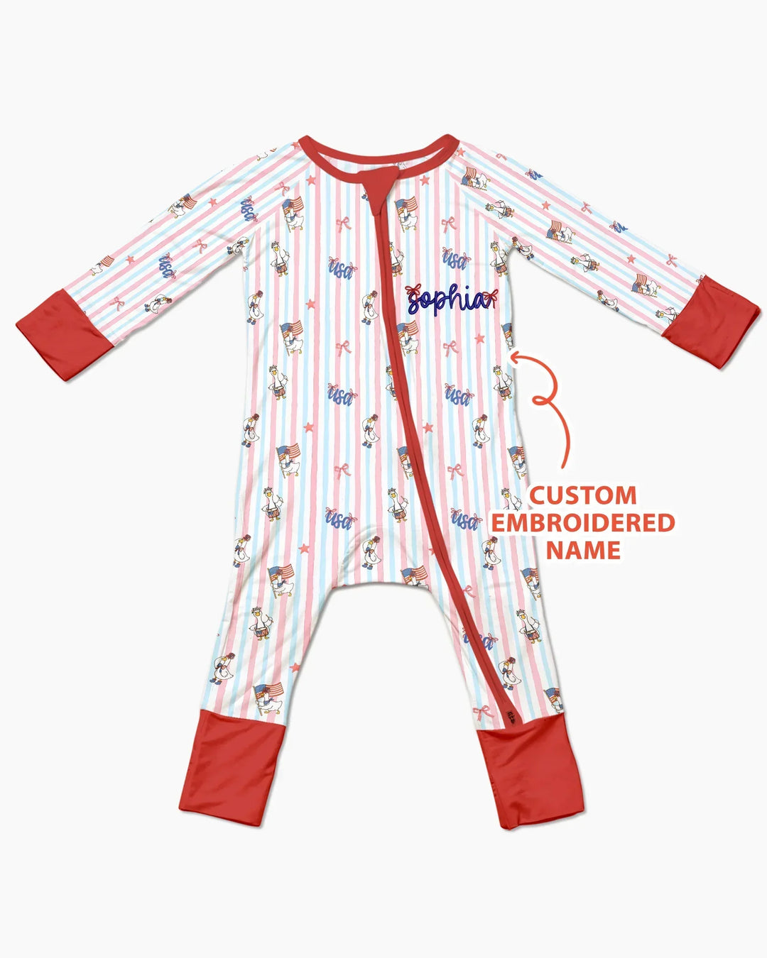 Personalized Cute Goose America 250 Embroidered Bamboo Convertible Zippy