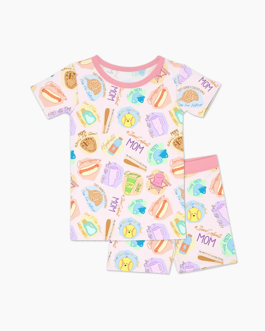 SoftBall Mom Saves The Days Two Piece Short Sleeve Shorts Pajama Set