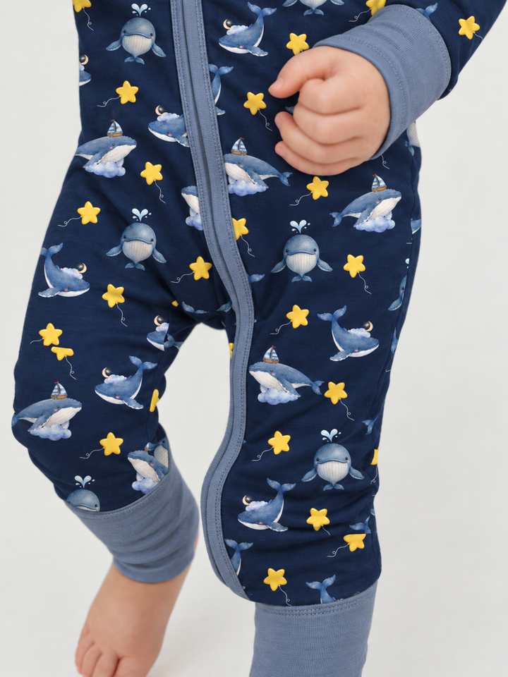 Whale Among The Stars Bamboo Convertible Zipper Romper