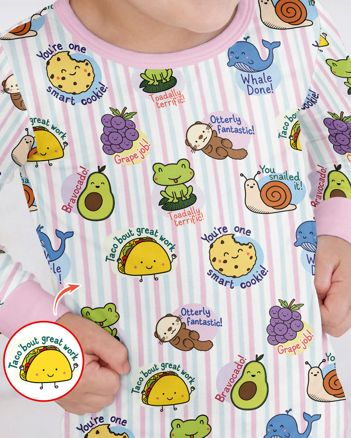 Cute Animal and Food Pun Bamboo Two Piece Long Sleeve Pajama Set