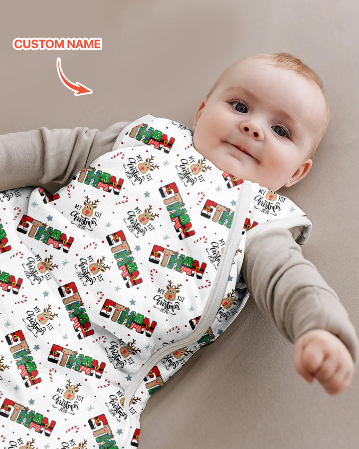 Wunschname „Mein erstes Weihnachten 2025“ – Bambus Schlafsack (M)