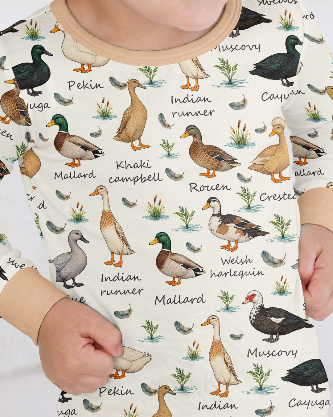 Farm Duck Species Bamboo Two Piece Long Sleeve Pajama Set