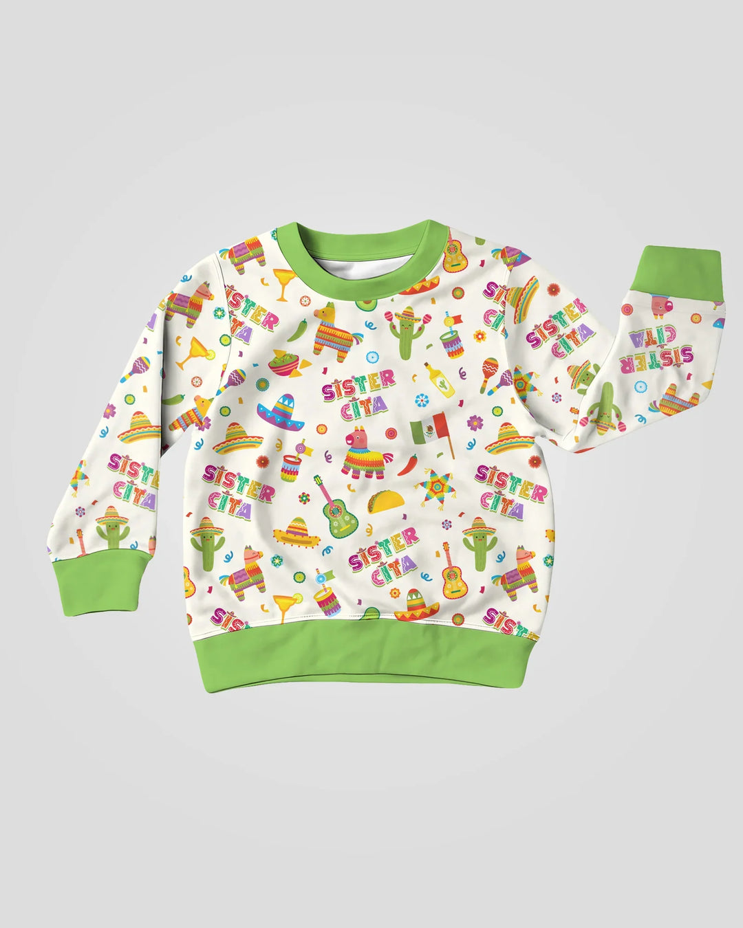 Sudadera de cuello redondo de bambú a juego para la familia del Cinco de Mayo