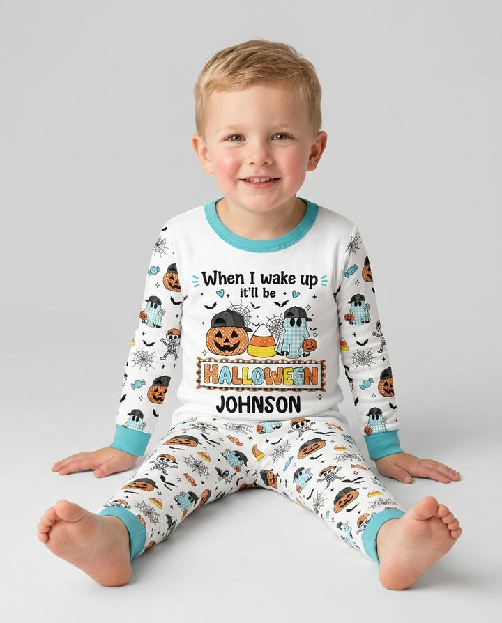 Custom Name When I Wake Up It'll Be Halloween! Bamboo Two Piece Long Sleeve Pajama Set