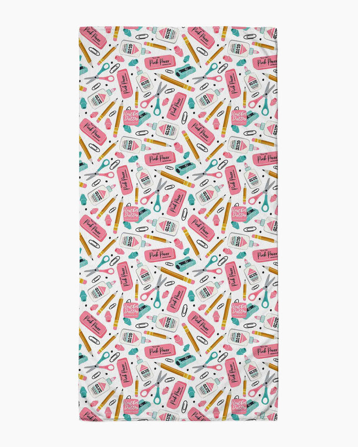 Pink Power School Supplies Bamboo Beach Towel