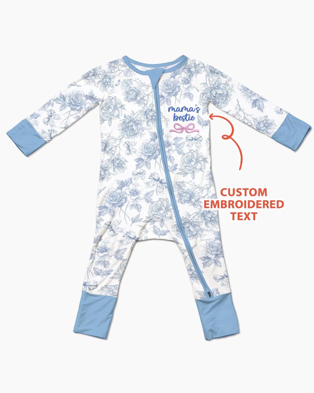 Custom Embroidered Mommy and Me Toile Matching Bamboo Convertible Zippy