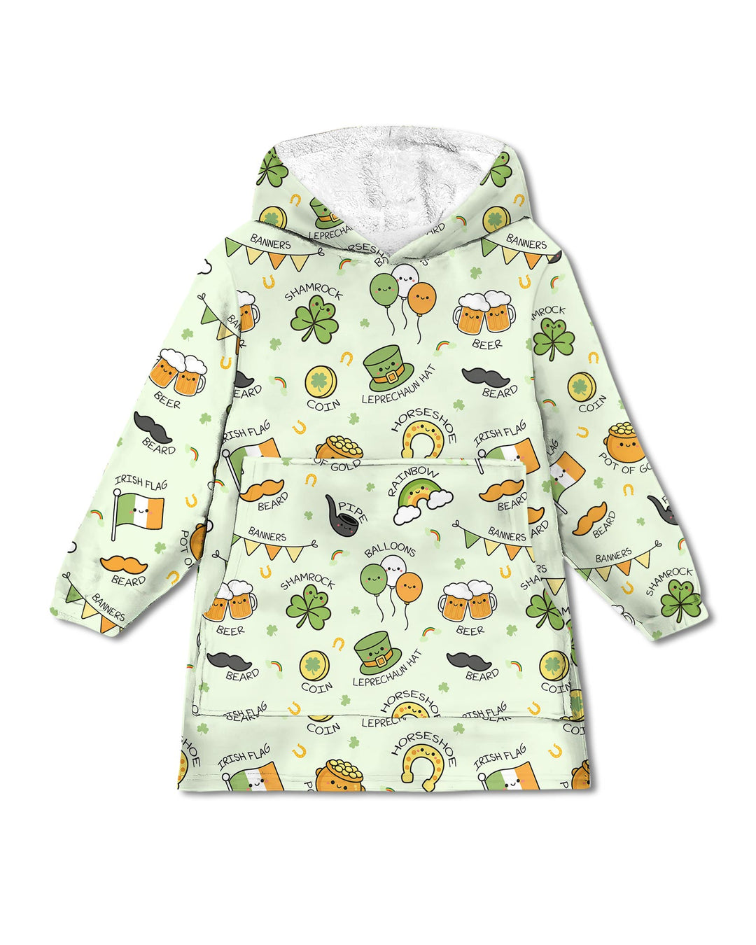 Kawaii St Patrick's Day Wearable Blanket Hoodie