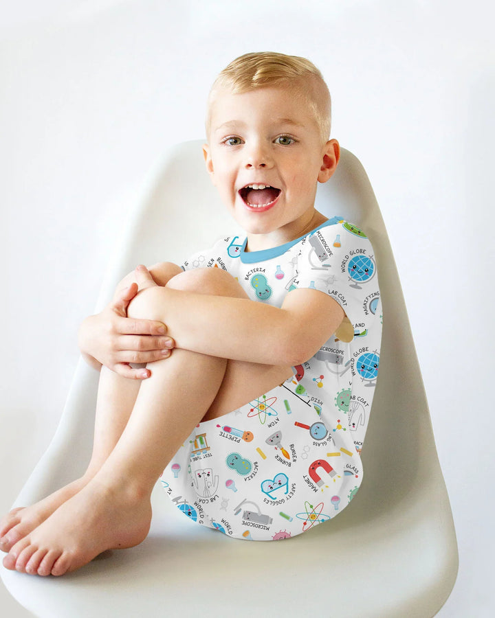 Science Fun Family Matching Bamboo Two Piece Short Sleeve Shorts Pajama Set