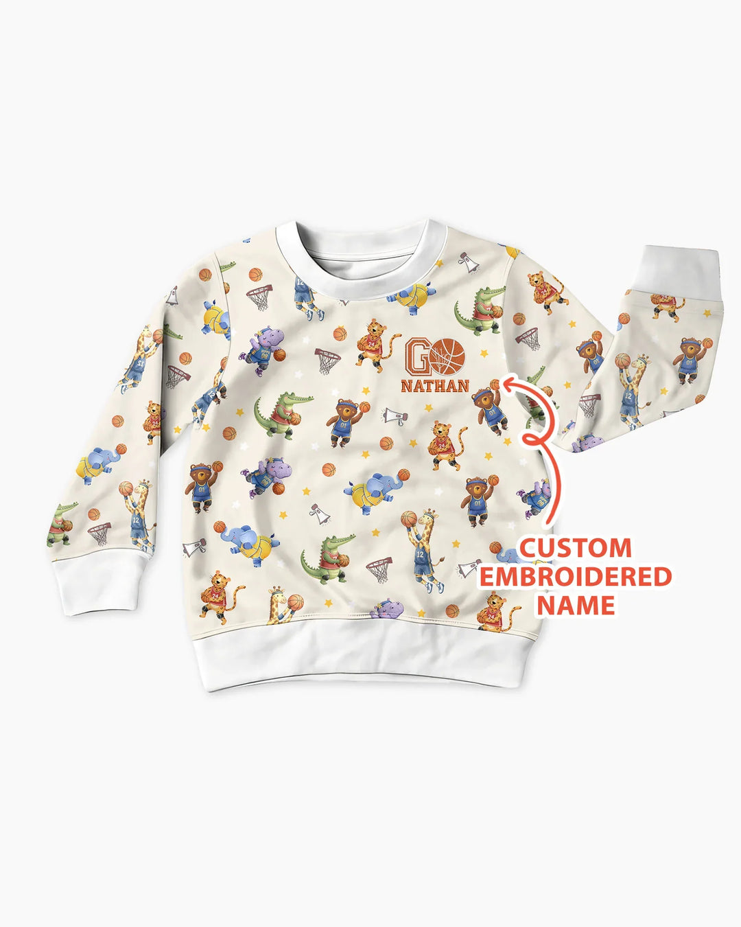 Benutzerdefinierter Name besticktes Wild Hoops Showdown Bambus Crewneck Sweatshirt