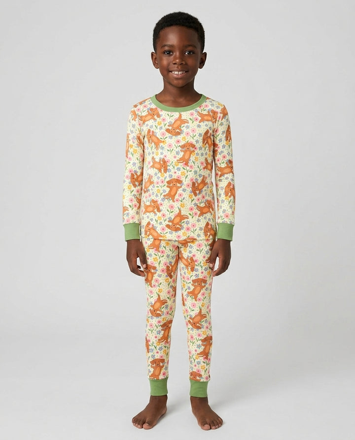 Conjunto de pijama de dos piezas de bambú de manga larga