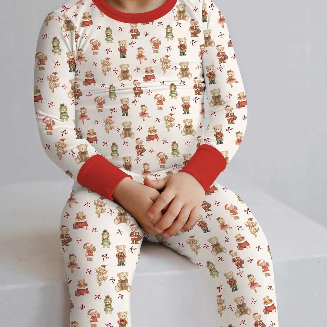 Christmas Teddy Bears Two Piece Long Sleeve Pajama Set
