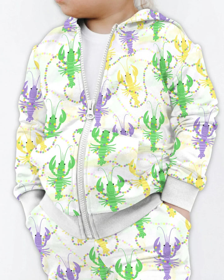 Mardi Gras Langusten Familie Partnerlook Bambus Reißverschluss-Hoodie