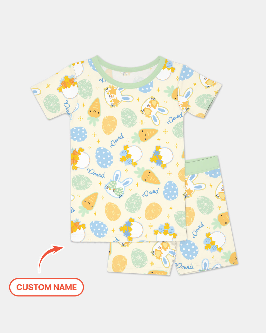 Retro Easter Two Piece Short Sleeve Shorts Pajama Set