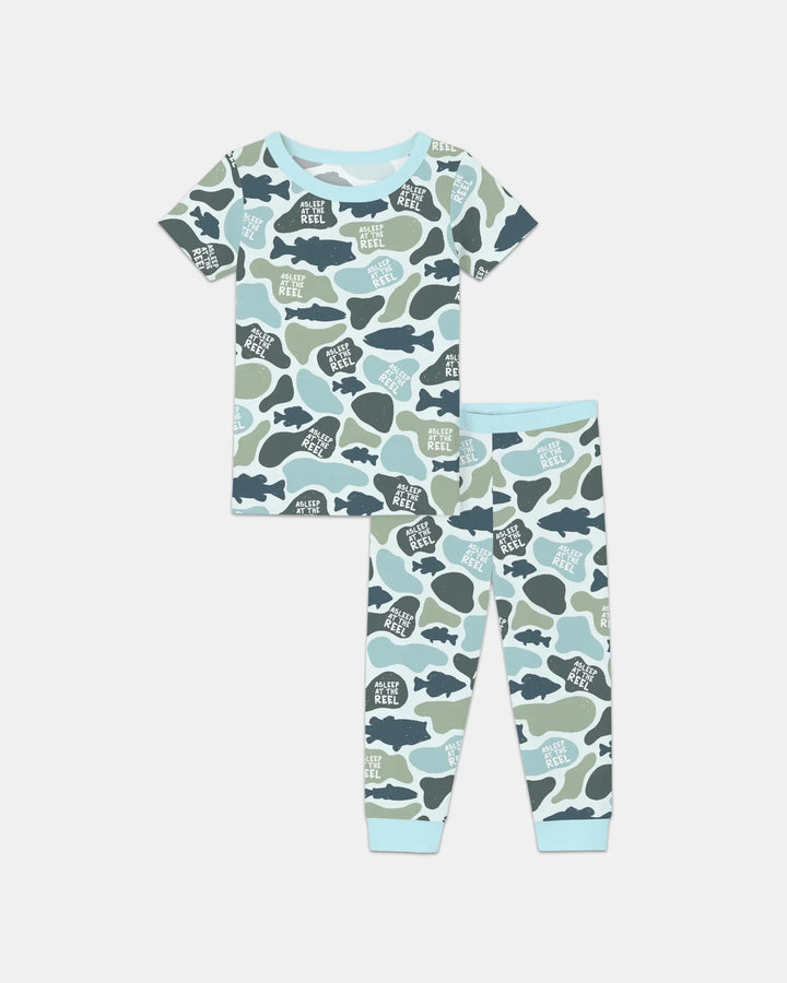 Asleep At The Reel Matching Daddy & Me Two Piece Short Sleeve Pajama Set