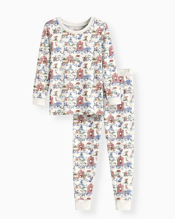 Vintage Lousiana Circus Toile Family Matching Bamboo Two Piece Long Sleeve Pajama Set