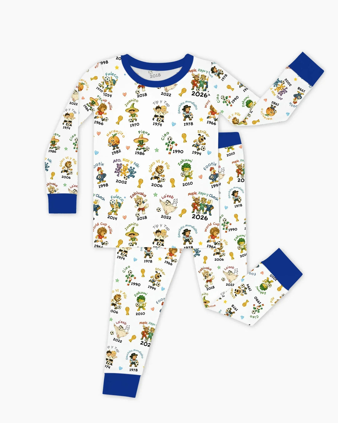 Soccer cup Mascots Bamboo Two Piece Long Sleeve Pajama Set
