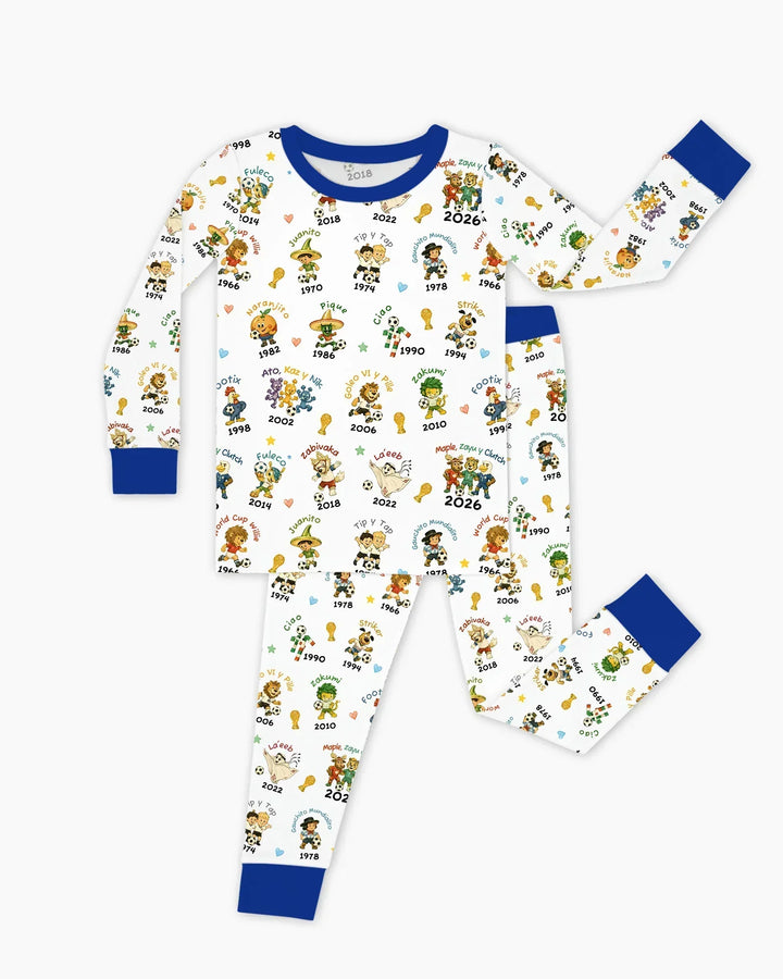 Soccer cup Mascots Bamboo Two Piece Long Sleeve Pajama Set